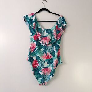 Matida Jane tropical off shoulder one piece swimsuit